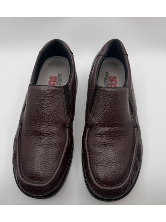 SAS Side Gore Cordovan Loafers Mens Size 12WW Burgundy Casual Slip On Shoes main image 16